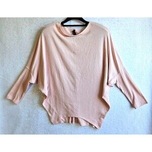 ALYA Top Womens Sz M Pink Batwing Sleeves Stretch Made in USA Minimalist Casual
